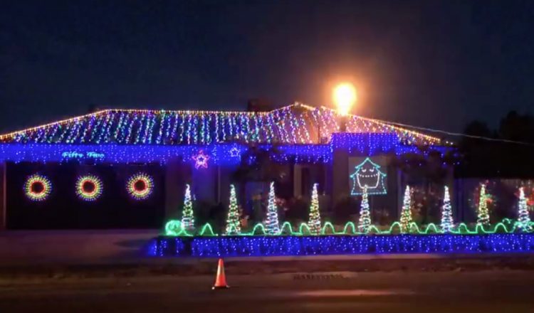 Christmas lights synchronized to AC/DC Thunderstruck