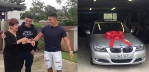 brothers surprise mom with bmw