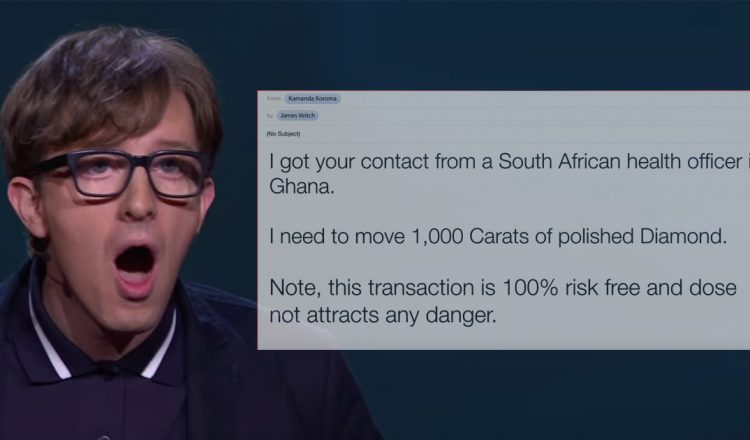 comedian james veitch takes on email scammers