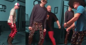 men dancing in lularoe leggings - unique fashion show