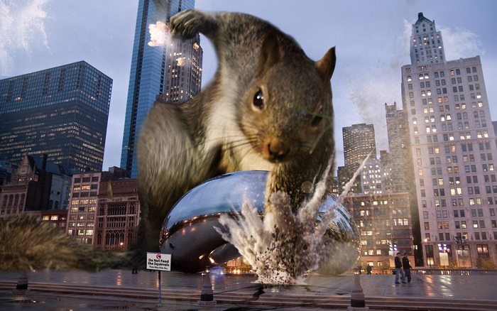 Squirrel's Super Hero Pose _ Photoshop _ Photo _ godzilla _ city _ everythinginspirational