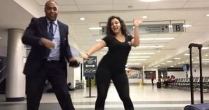 Woman Stranded At Airport Dances With Airport Staff And Travelers_ everything inspirational