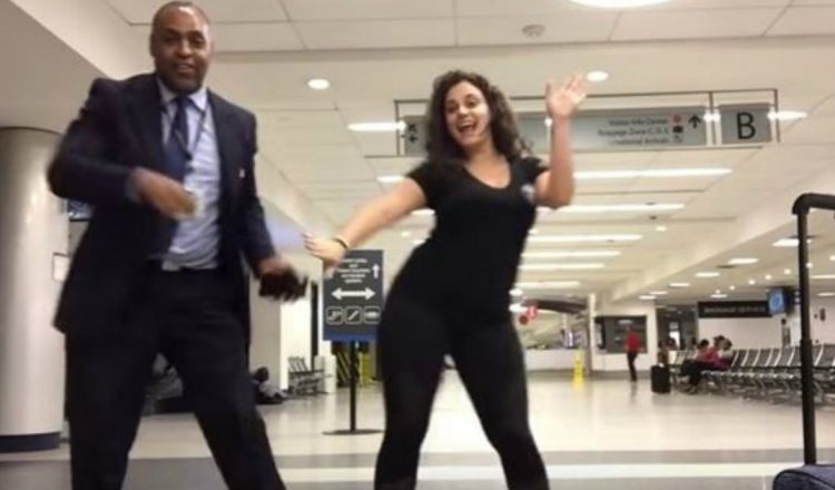 Woman Stranded At Airport Dances With Airport Staff And Travelers_ everything inspirational